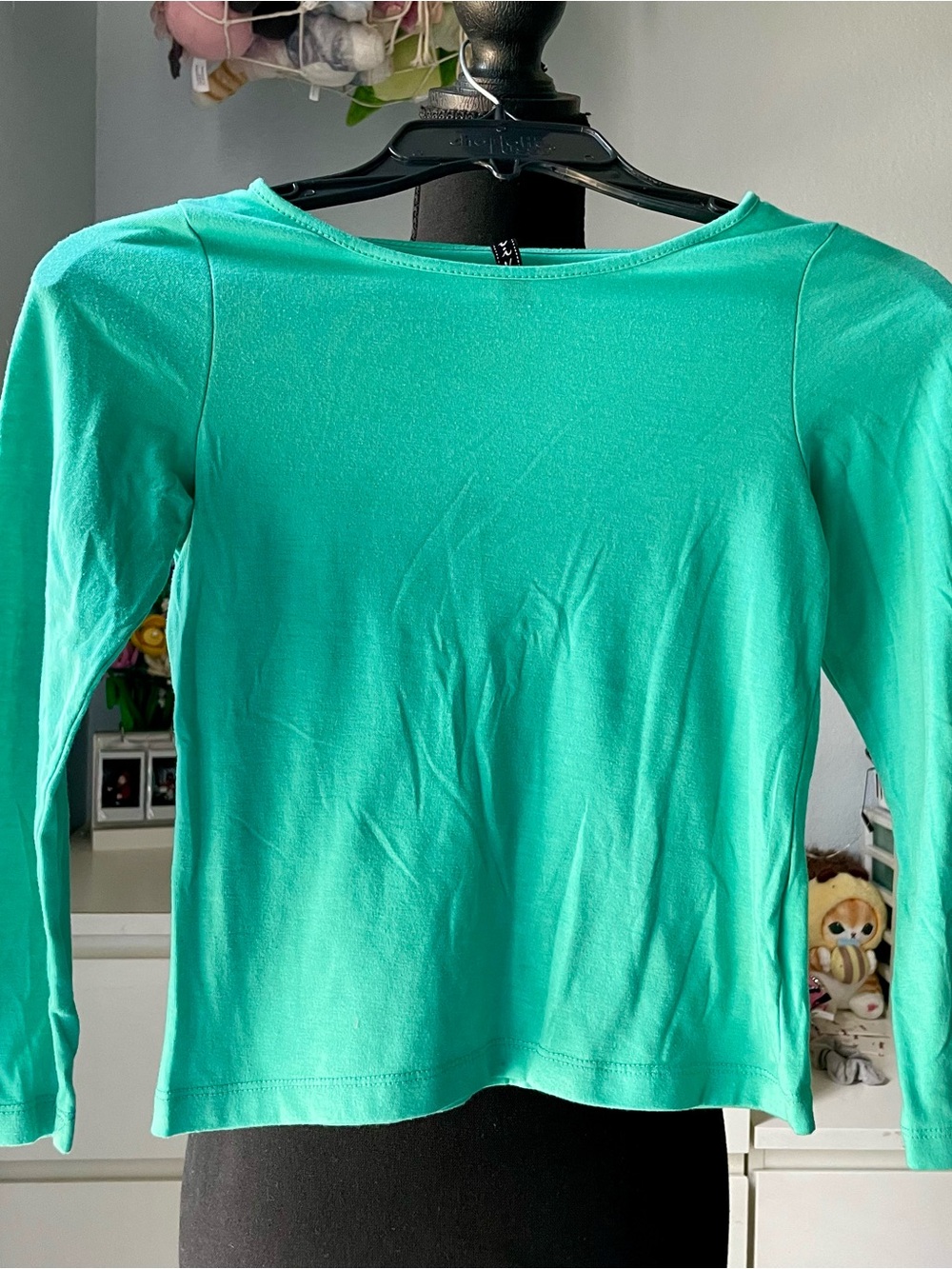 Aviva Girl's Teal Aquamarine Long Sleeve Crewneck Tee Size 7/8 Basics